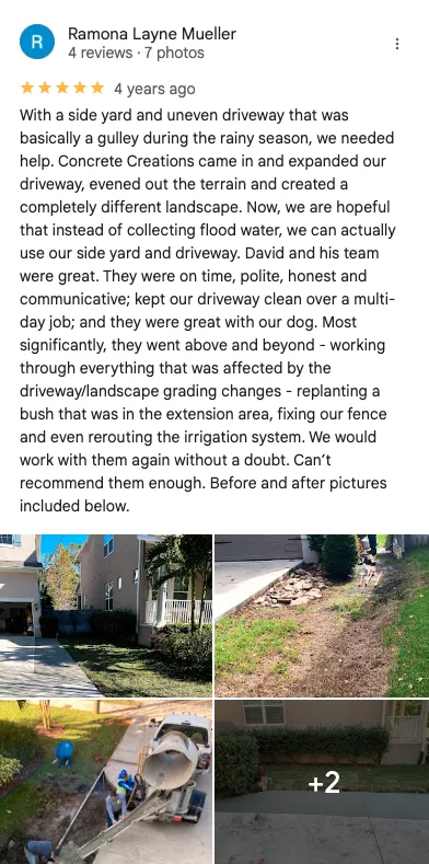 Google review 4 for Tampa Concrete Creations